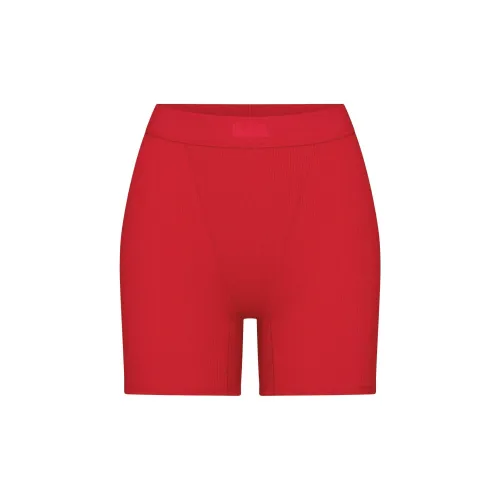 SKIMS Праздничная коллекция FW24 хлопок ребристая ткань боксеры женские клюква клюква