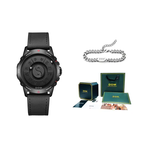 DOM Кварцевый механизм искусственная кожа ремешок часы для мужчин черный циферблат