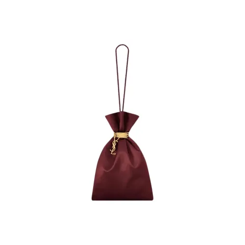 SAINT LAURENT Nylon Viscose Fiber Evening Clutch Bag Women's Burgundy