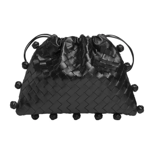 Bottega Veneta Intrecciato Телячья кожа с овечьей кожей Сумка на плечо Средний Женский Черный