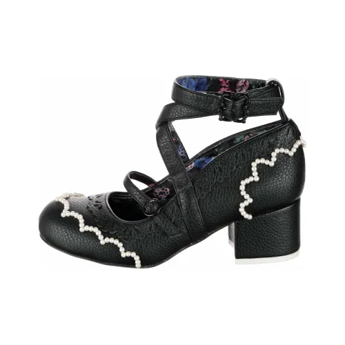 IRREGULAR CHOICE Зимние Кружевные Туфли Мэри Джейн с Грубым Каблуком 5 см Женские Черные