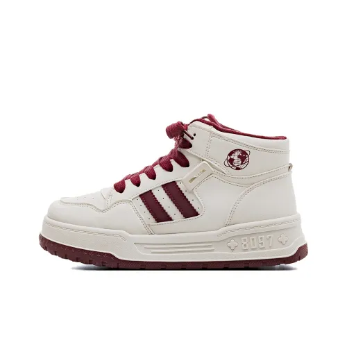 HUANQIU Противоскользящие и износостойкие визуально увеличивающие рост высокие кеды для скейтбординга Женские Белые Красные