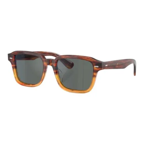 Oliver Peoples Ацетат Прямоугольные Солнцезащитные очки Унисекс Коричневый