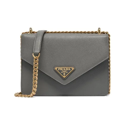 PRADA Сумка через плечо из коровьей кожи женская серая