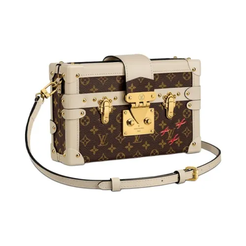 LOUIS VUITTON PETITE MALLE С кожаными вставками покрытый холст ручная сумка через плечо сумка женская