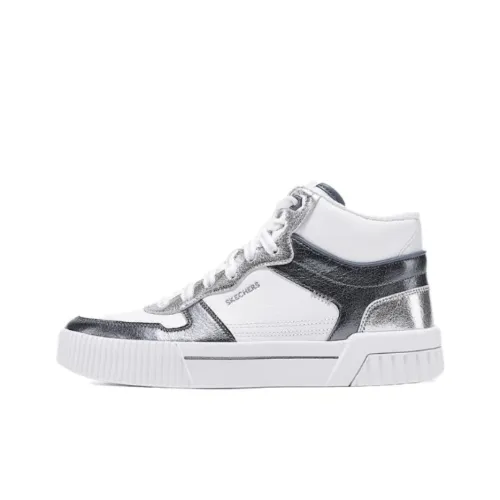 Skechers Court Classics High Топ Скейтборд Кроссовки Женские Белые Черные