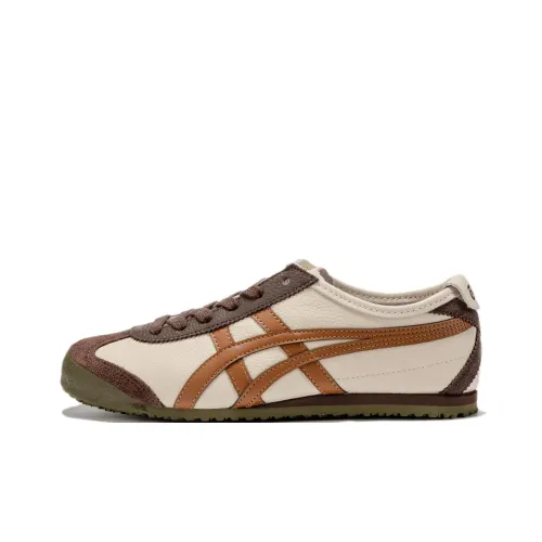 Onitsuka Tiger MEXICO 66 Противоскользящий Устойчивый к истиранию Низкий Топ Повседневная обувь Унисекс Бежевый Умбра Коричневый