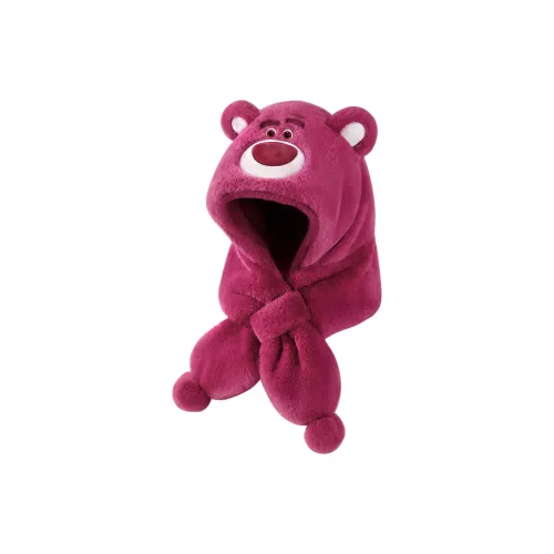 Disney Strawberry Bear Series Трикотажная ткань Плюшевый Капюшоны и плюшевые шапки Женские Розово-красный