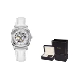 Серебряный корпус, белый ремешок