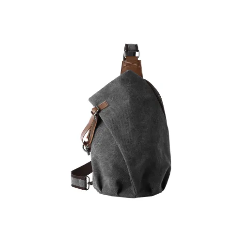 MOYYI Canvas Sling Bag Large Unisex Gray Smoke Cyan