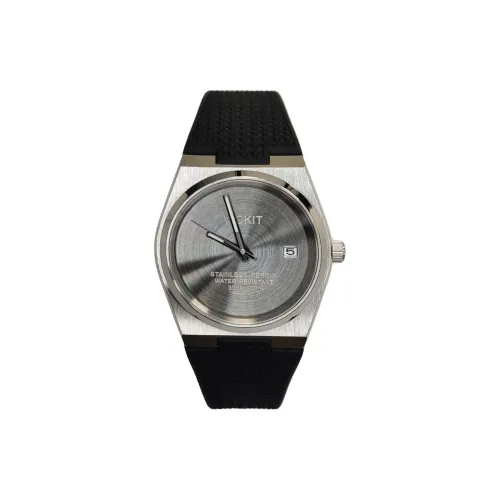 Vickit Автоматический Механический Механизм Силиконовый Ремешок Часы Мужские Часы Серебристый Циферблат