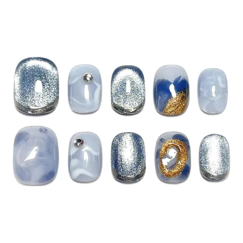 KDOW Бело-голубая керамика Эксклюзивный Премиум Ручная работа Мода Осветляющий Богиня Кошачий глаз Наклейка для ногтей