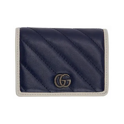 GUCCI GG Marmont Кожаный держатель для карт и кошелек женский синий белый