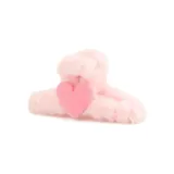 Розовая плюшевая заколка-краб в форме сердца