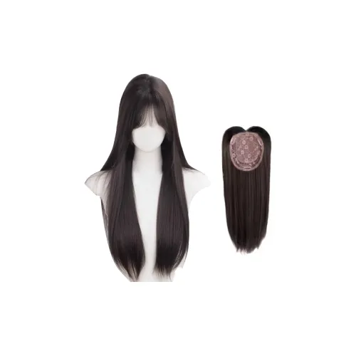 GLUNA Без сетки для волос Парики Черный длинный Прямые челка