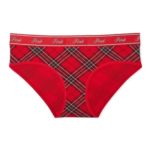 Victoria's Secret 1 упаковка Яркий Vermillion Клетка с принтом/Красный Женские трусы-бикини