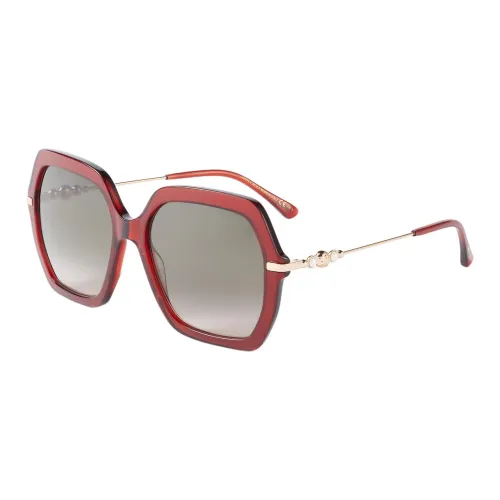 Jimmy Choo Металл Ацетат Жемчужный Квадратные Солнцезащитные очки Женские Красные