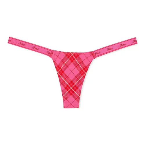 Victoria's Secret Розовый логотип Хлопок Микро Стринг Пантика CRPP Нижнее белье Женские 1 упаковка Красный цвет румян Розовый