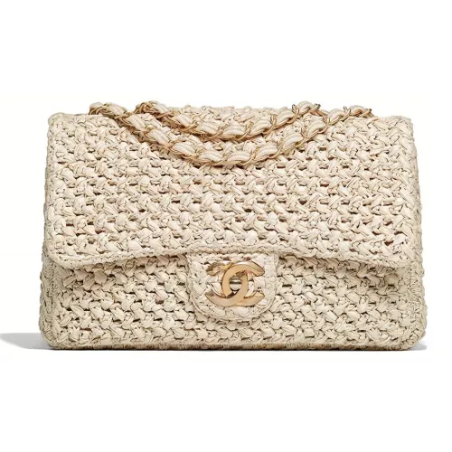 CHANEL Ткани вязаные С откидной крышкой Вязаная сумка Сумка через плечо Обычный Женские Бежевый