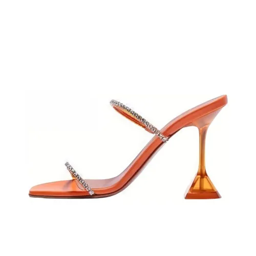 AMINA MUADDI Резиновая подошва Слипоны 7 см Женские Серебряные Апельсин