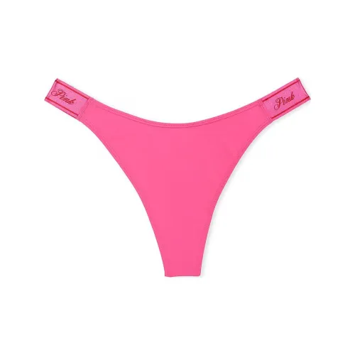Victoria's Secret Розовый логотип Высокая нога Стринговые трусы Розовые трусы Женские 1 упаковка Розовый
