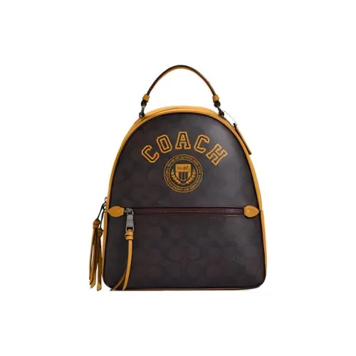 COACH Jordyn Коровья кожа с искусственной кожей большой рюкзак женский коричневый и Ranunculus