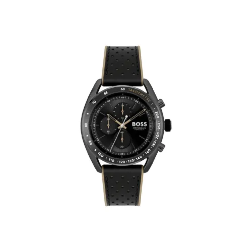 Hugo Boss Мужские часы Кварцевый механизм Силиконовый ремешок 44 мм Черный циферблат