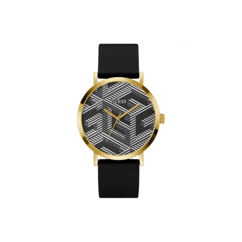 GUESS Мужские часы Кварцевый механизм Силиконовый ремешок 44 мм Черный циферблат