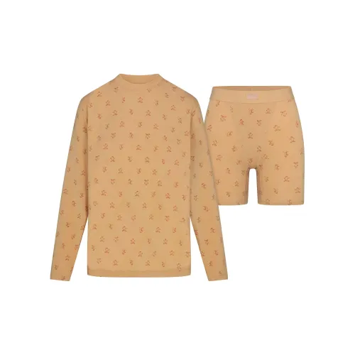 SKIMS FW24 Boyfriend Long Sleeve T-Shirt и Boxer Set Pajama Set Unisex