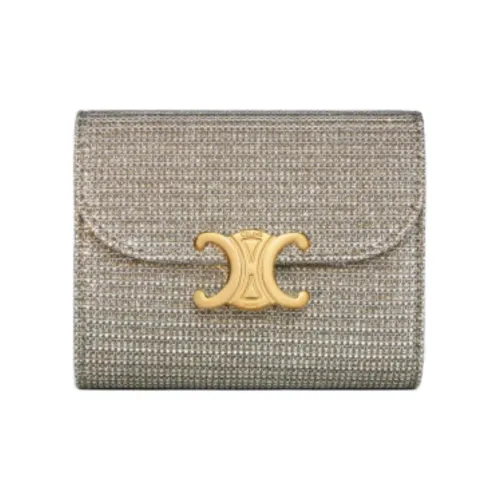 CELINE Triomphe Ткань Кошелек Маленький Женский Яркий Золото