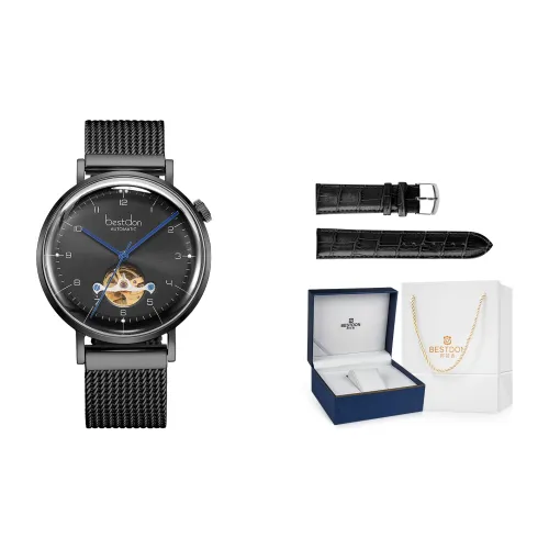 Bestdon Автоматический Механический Механизм Нержавеющая Сталь Ремешок Мужские Часы Черный Циферблат