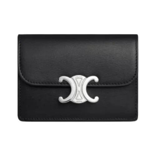 CELINE Triomphe Коровья кожа Держатель для карт Женский Черный