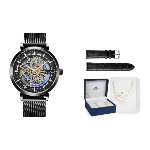 Bestdon Автоматический Механический Механизм Нержавеющая Сталь Ремешок Мужские Часы Черный Циферблат