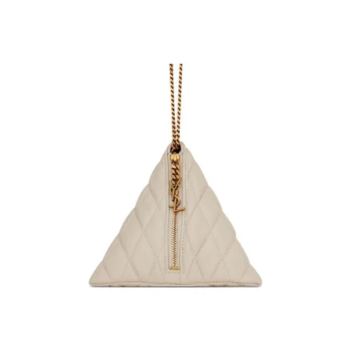 SAINT LAURENT Лоскутное шитье Овечья шкура Сумка на плечо Монета Кошелек Женская Белая