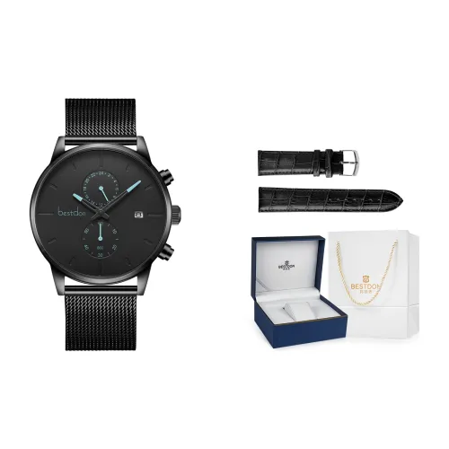 Bestdon Кварцевый механизм металлический ремешок часы для мужчин черный циферблат