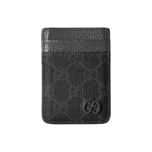 GUCCI Canvas с кожаными вставками держатель для карт унисекс серый и черный