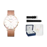 Розовое золото, белый циферблат (включает запасной ремешок)