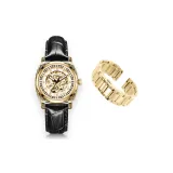 3A327 Мужской - Золото - Черный ремень (Включает золотой ремень из нержавеющей стали + зеленая большая коробка BV).