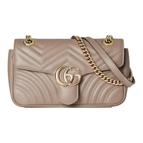 GUCCI GG Marmont Кожа Сумка через плечо Маленькая Сумка на плечо Женская Тауповая