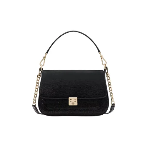 Kate Spade Блестящий Розовый Ткань Через плечо Одно плечо Сумка Маленькая Женская Черная