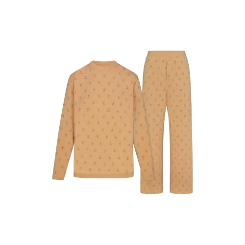 Skims Карамельный цвет имбирного печенья Принт/Карамельный цвет имбирного печенья Принт Унисекс Пижамные комплекты