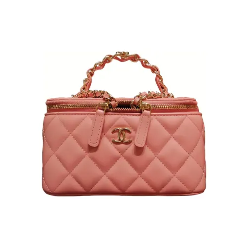 CHANEL Lambskin Gold Metal Box Makeup Bag Bag Shoulder Bag Crossbody Bag Women's Pink