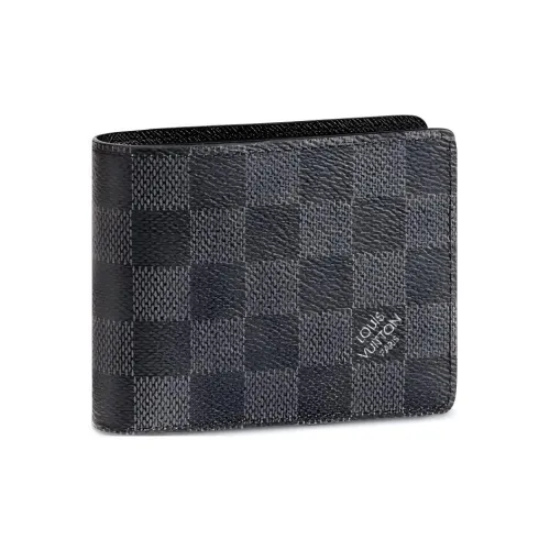 LOUIS VUITTON Slender Покрытый холст Кошелек Мужской Черный