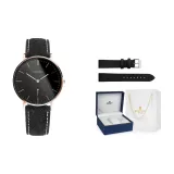 Розовый корпус, черный циферблат, черный бархат (включает запасной кожаный ремешок)