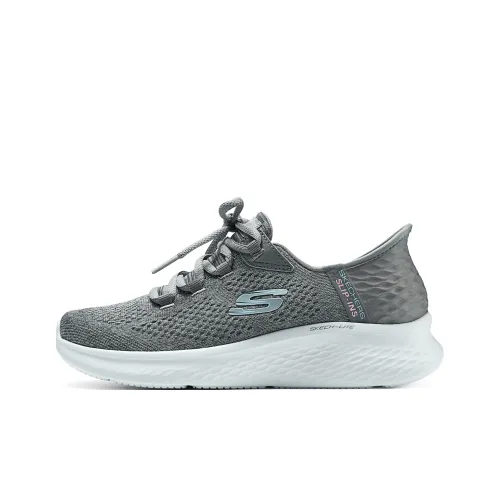 Skechers Slip Ins Penetration Технология Амортизация Устойчивость к истиранию Дышащий Низкий Верх Повседневный Женский Серый
