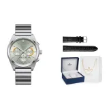 Белый корпус, зеленый циферблат, белая стальная полоска