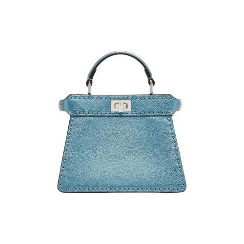 FENDI Peekaboo ISeeU Телячья кожа Сумка через плечо Сумка Маленькая Женская Синяя