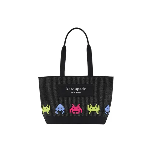 Kate Spade Космос Invaders Коллаборация Ткань Тоут Сумка Сумка для покупок Сумка Сумка через плечо Женская Черная