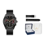 Черный корпус с черным циферблатом, черный стальной браслет