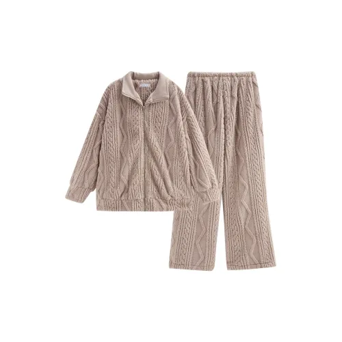Same Language Пижамный комплект женский светлый кофейный